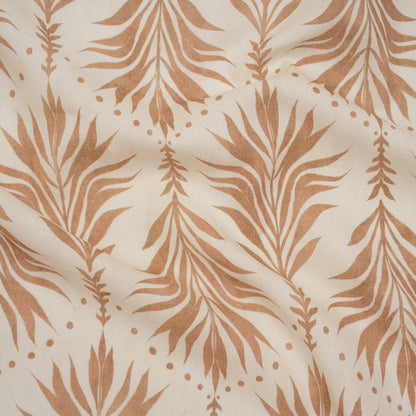 Linen and Rayon Woven - Beige and Cream Palm Leave Lines - Mood Exclusive Palm Parade Print