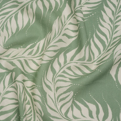 Linen and Rayon Woven - Celadon Green and Cream Flowing Vines - Mood Exclusive Twining Tendrils Print