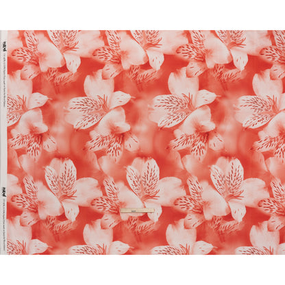 Linen and Rayon Woven - Coral Red and White Hazy Tiger Lilies Floral - Mood Exclusive Hazy Daze Print