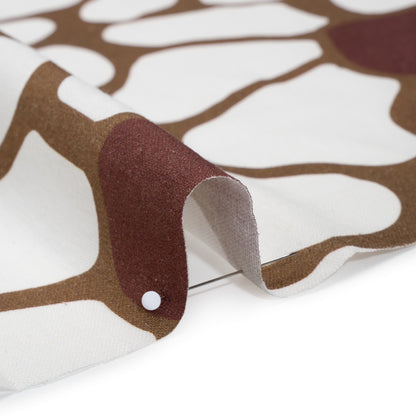 Linen and Rayon Woven - Brown, Cream and Burgundy Abstract Daisies - Mood Exclusive Dilly-Dally Daisies Print