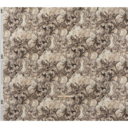 Linen and Rayon Woven - Brown, Beige and Cream Leafy Paisley Sketches - Mood Exclusive Daydream Doodles Print - Full