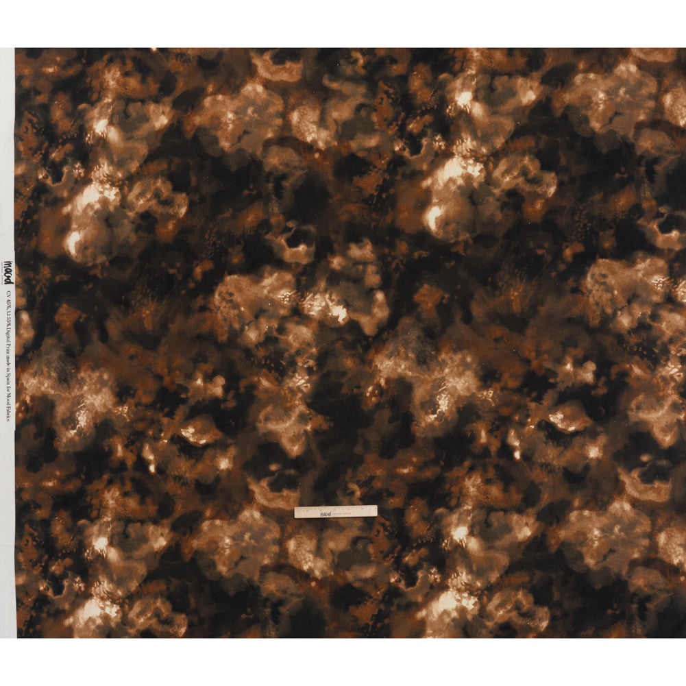 Linen and Rayon Woven - Brown and Black Abstract Splashes - Mood Exclusive Mocha Mist Print - Full