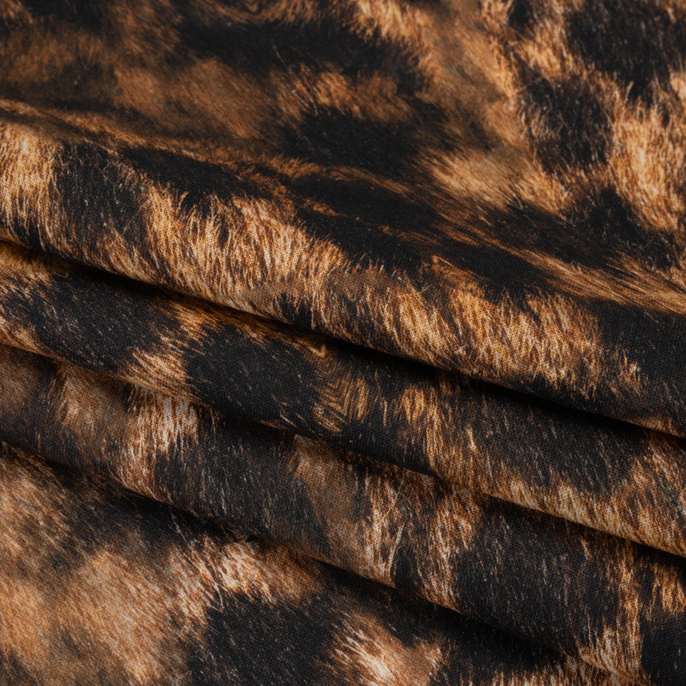 Linen and Rayon Woven - Brown and Black Furry Animal Spots - Mood Exclusive Savanna Spots Print Folded