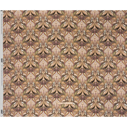 Slubbed Gauzy Cotton Woven - Pale Pink, Spring Green and Espresso Fanciful Paisleys - Mood Exclusive Mandala Motions Print