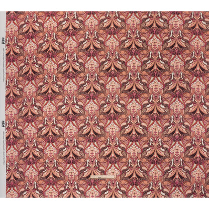 Slubbed Gauzy Cotton Woven - Pale Peach, Magenta and Dark Plum Fanciful Paisleys - Mood Exclusive Mandala Motions Print