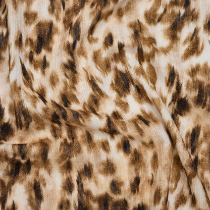 Slubbed Gauzy Cotton Woven - Cream, Brown and Black Abstracted Animal Spots - Mood Exclusive Safari Samba Print