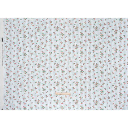 Slubbed Gauzy Cotton Woven - Pink and Green Flowers on Sky Blue Gingham - Mood Exclusive Picnic Petals Print
