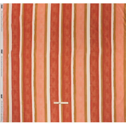 Slubbed Gauzy Cotton Woven - Rust, Peach and Yellow Ochre Stripes - Mood Exclusive Canyon Cove Print