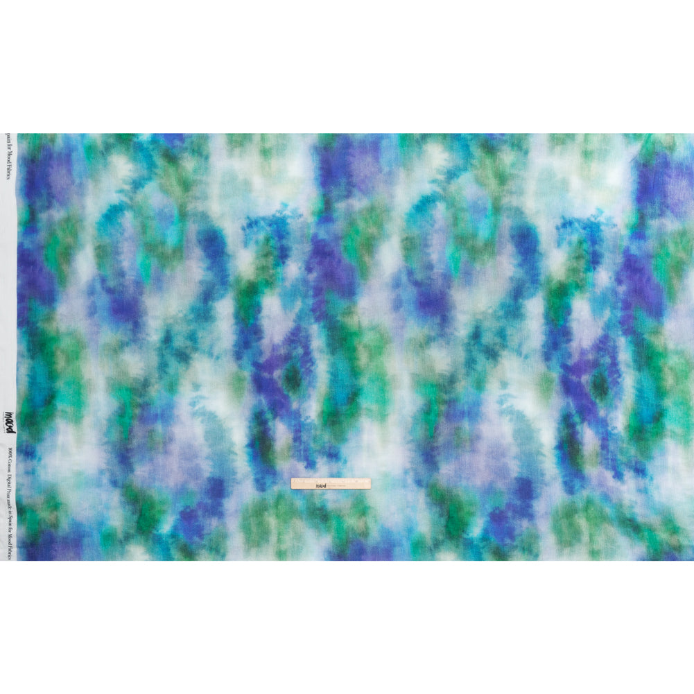 Slubbed Gauzy Cotton Woven - Ultramarine Blue, Green and Teal Soft Tie Dye - Mood Exclusive Soft Sighs Print - Full