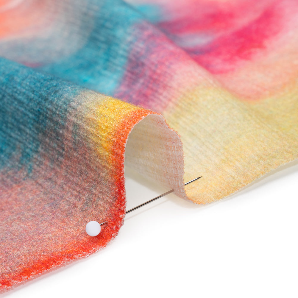 Slubbed Gauzy Cotton Woven - Coral Red, Yellow and Blue Bold Tie Dye - Mood Exclusive Dyed Delights Print - Detail