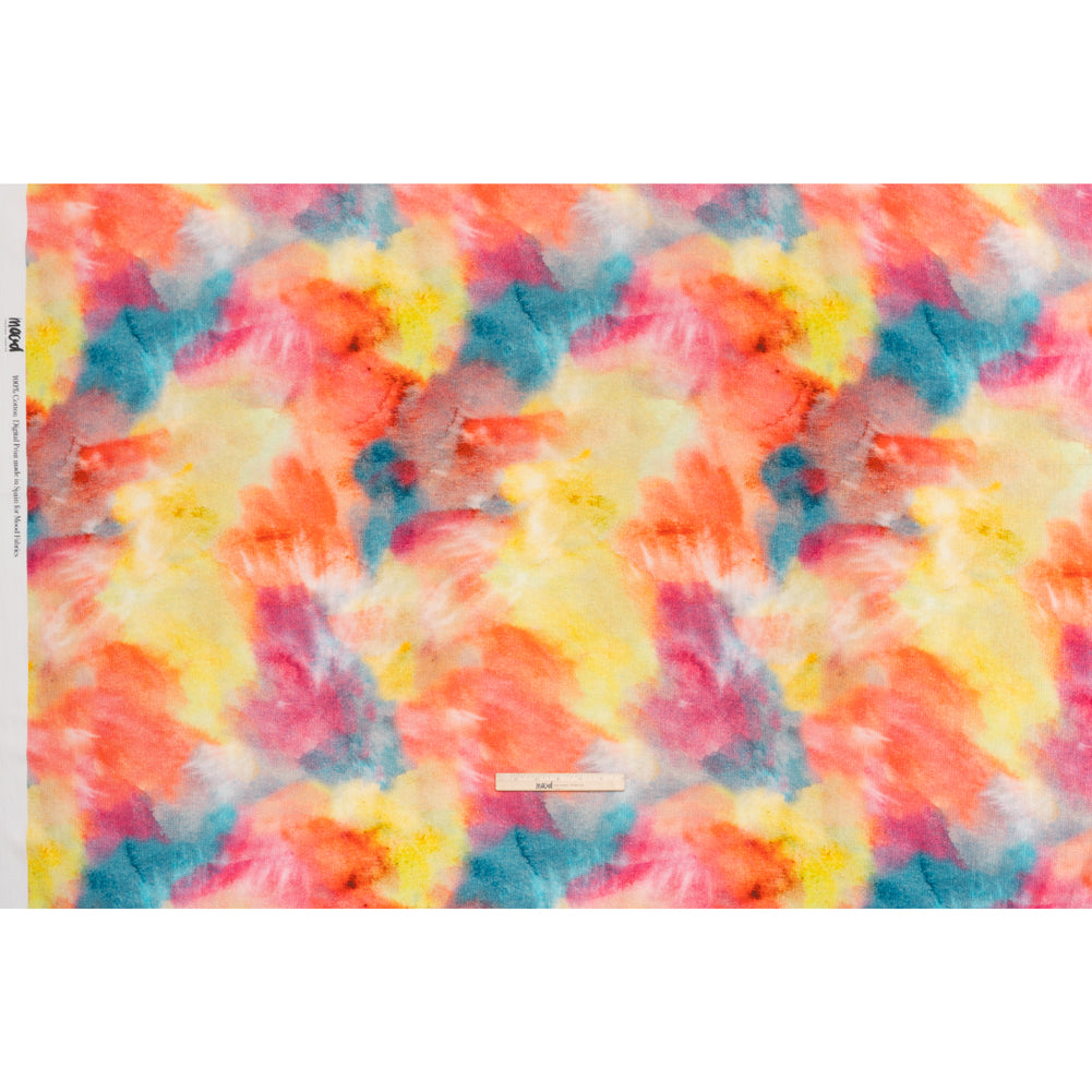 Slubbed Gauzy Cotton Woven - Coral Red, Yellow and Blue Bold Tie Dye - Mood Exclusive Dyed Delights Print - Full