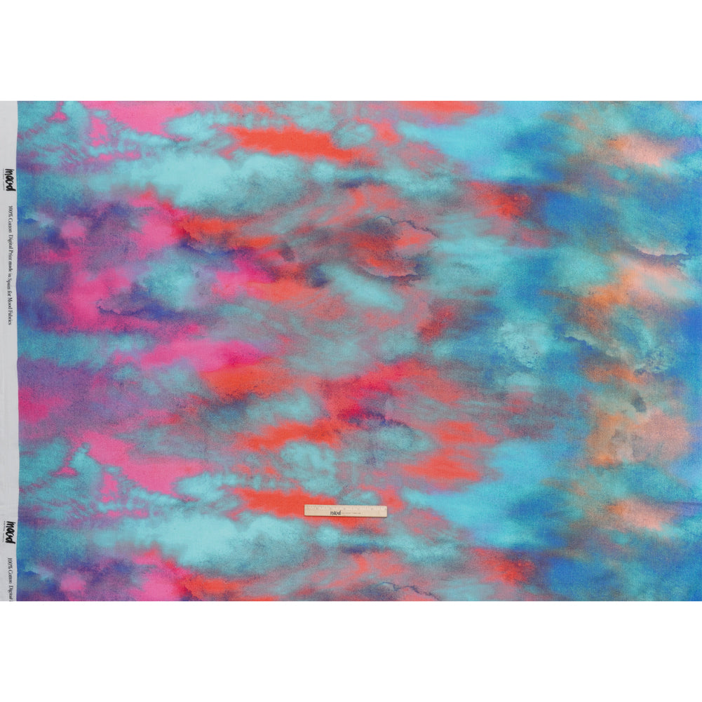 Slubbed Gauzy Cotton Woven - Sky Blue, Bubblegum Pink and Coral Tie Dye - Mood Exclusive To Dye For Print - Full