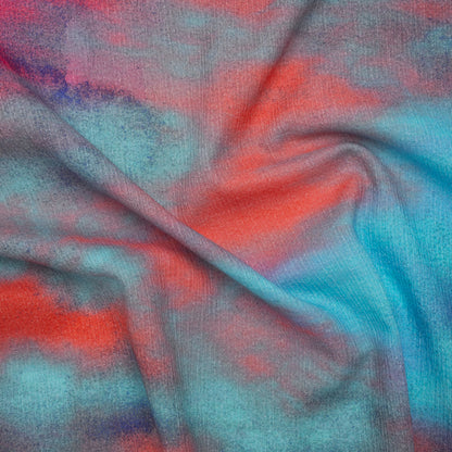 Slubbed Gauzy Cotton Woven - Sky Blue, Bubblegum Pink and Coral Tie Dye - Mood Exclusive To Dye For Print