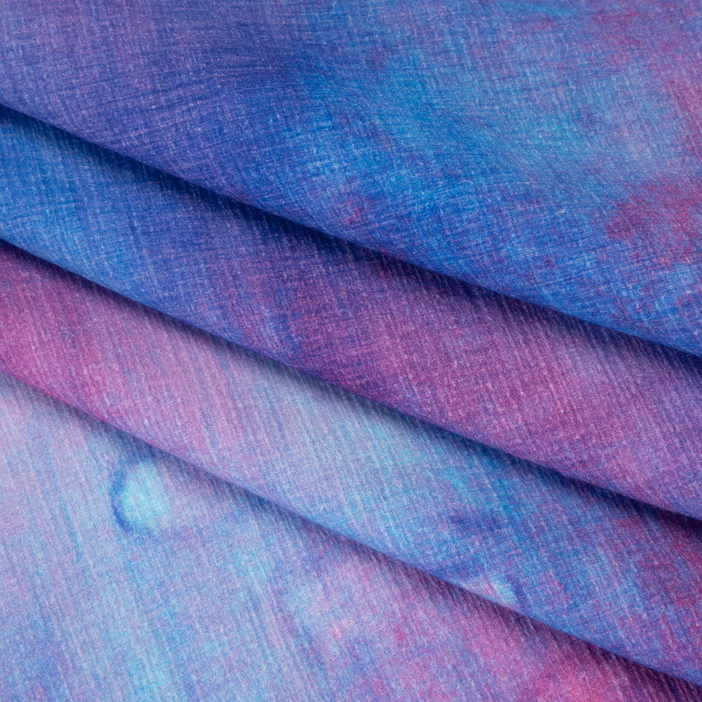 Slubbed Gauzy Cotton Woven - Pink, Ultramarine Blue and Purple Spotted Tie Dye - Mood Exclusive Dewdrop Ditsy Print - Folded