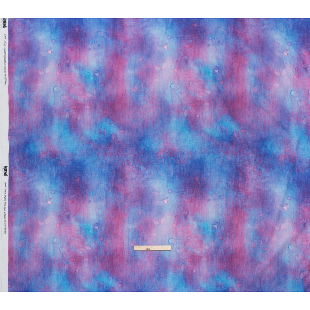 Slubbed Gauzy Cotton Woven - Pink, Ultramarine Blue and Purple Spotted Tie Dye - Mood Exclusive Dewdrop Ditsy Print - Full