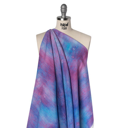 Slubbed Gauzy Cotton Woven - Pink, Ultramarine Blue and Purple Spotted Tie Dye - Mood Exclusive Dewdrop Ditsy Print