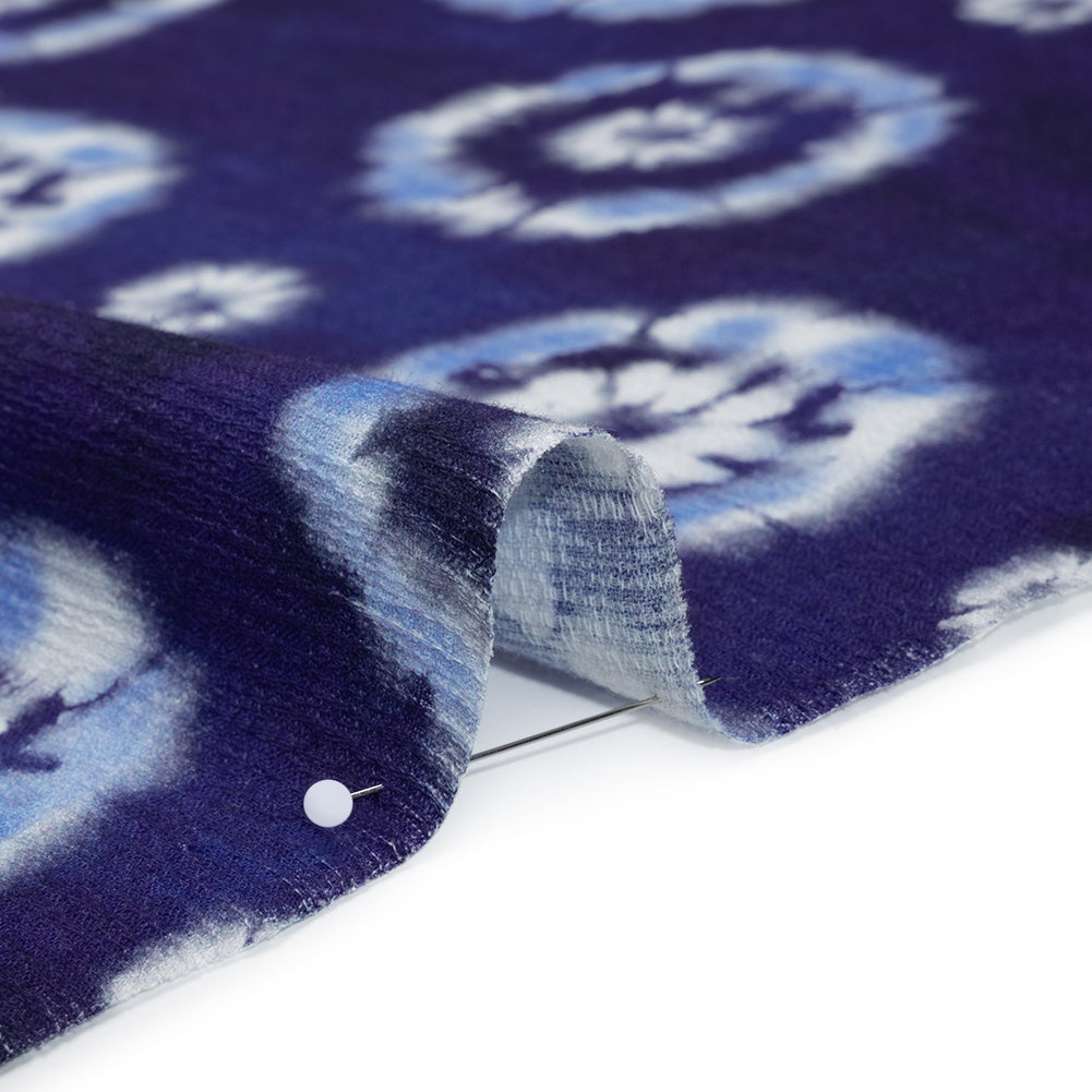 Slubbed Gauzy Cotton Woven - Indigo, Light Blue and White Small Tie Dye Spots - Mood Exclusive Dandelion Daydream Print - Detail