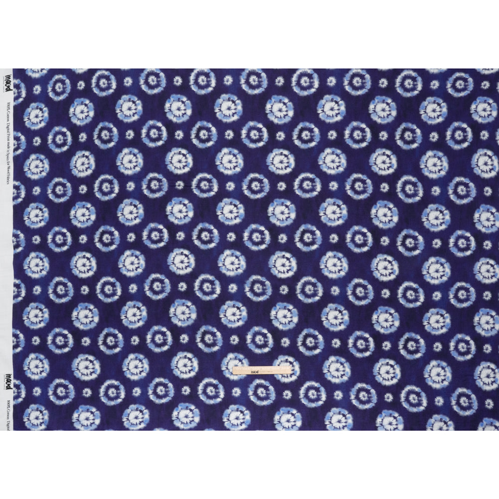 Slubbed Gauzy Cotton Woven - Indigo, Light Blue and White Small Tie Dye Spots - Mood Exclusive Dandelion Daydream Print - Full