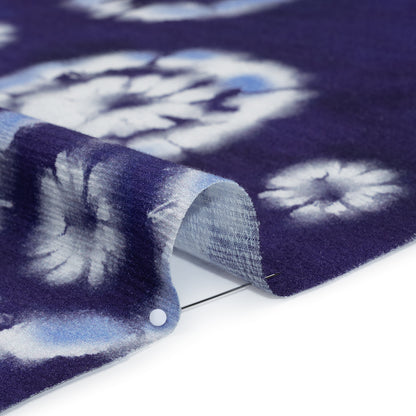 Slubbed Gauzy Cotton Woven - Indigo, Light Blue and White Large Tie Dye Spots - Mood Exclusive Dandelion Daydream Print