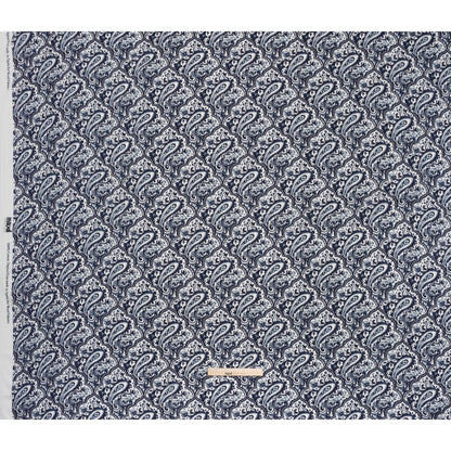 Slubbed Gauzy Cotton Woven - Navy Blue and White Paisley - Mood Exclusive Mediterranean Medley Print