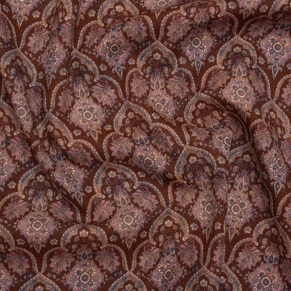 Slubbed Gauzy Cotton Woven - Burgundy, Pink and Blue Fancy Floral Tiles - Mood Exclusive Fairytale Scales Print