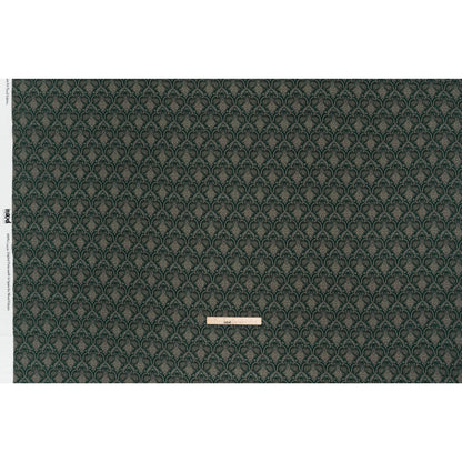 Slubbed Gauzy Cotton Woven - Deep Green, Beige and Olive Fancy Floral Tiles - Mood Exclusive Fairytale Scales Print