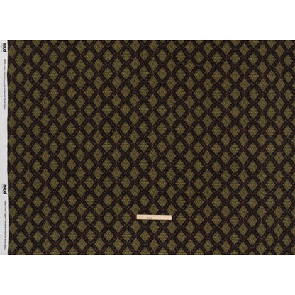 Slubbed Gauzy Cotton Woven - Dark Green, Black and Gilded Beige Small Floral Diamonds - Mood Exclusive Garden Grid Print