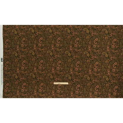 Slubbed Gauzy Cotton Woven - Dark Olive Green, Brown and Blush Tan Woodland Paisley - Mood Exclusive Woodland Whorls Print