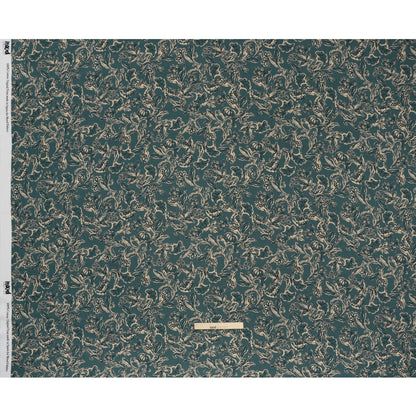 Slubbed Gauzy Cotton Woven - Sea Blue, Cream and Black Floral - Mood Exclusive Cottage Crawl Print