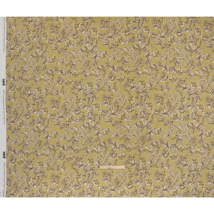 Slubbed Gauzy Cotton Woven - Pistachio Green, Cream and Dark Brown Floral - Mood Exclusive Cottage Crawl Print