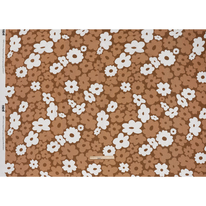 Slubbed Gauzy Cotton Woven - Brown, Tan and White Retro Florals - Mood Exclusive Boogie & Bloom Print