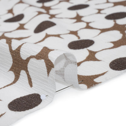 Slubbed Gauzy Cotton Woven - Brown and White Retro Daisies - Mood Exclusive Dancing Daisies Print