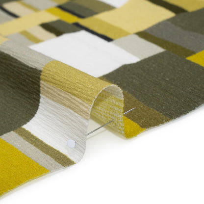 Slubbed Gauzy Cotton Woven - Golden Olive, Light Yellow and Dark Olive Green Blocks - Mood Exclusive Geode Geometry Print