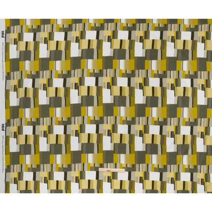 Slubbed Gauzy Cotton Woven - Golden Olive, Light Yellow and Dark Olive Green Blocks - Mood Exclusive Geode Geometry Print