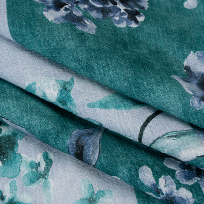 Slubbed Gauzy Cotton Woven - Teal and Blue Big Floral Checkerboard - Mood Exclusive Checkerbloom Print