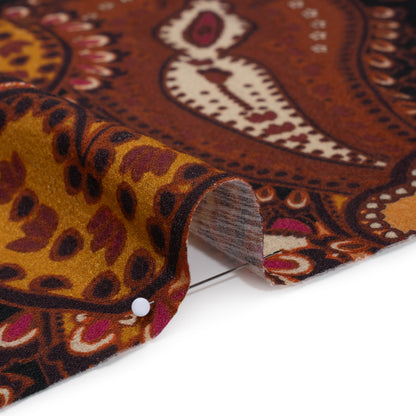 Slubbed Gauzy Cotton Woven - Brick Red, Dark Peach and Golden Ochre Paisley - Mood Exclusive Spice Market Print