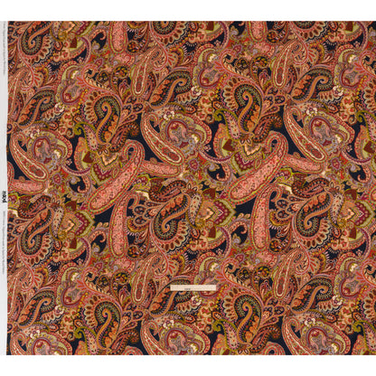 Slubbed Gauzy Cotton Woven - Lime Green, Navy Blue and Pink Paisley - Mood Exclusive Painted Paisley Print