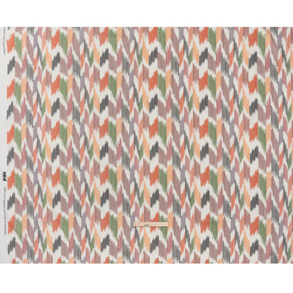 Slubbed Gauzy Cotton Woven - Dark Red, Navy, Orange and Green Abstract Ikat Stitches - Mood Exclusive Soundwave Stitches Print
