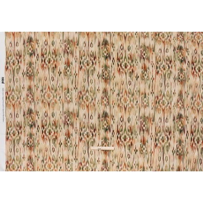 Slubbed Gauzy Cotton Woven - Beige, Burgundy and Green Abstract Painterly Ikat - Mood Exclusive Striate Shot Print