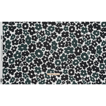 Crinkled Cotton Gauzy Woven - Navy Blue, Black and White Retro Florals - Mood Exclusive Boogie & Bloom Print - Full
