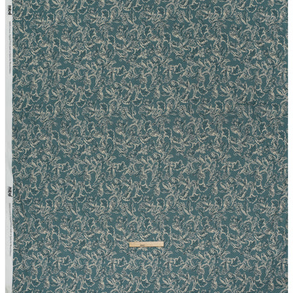Crinkled Cotton Gauzy Woven - Sea Blue, Cream and Black Floral - Mood Exclusive Cottage Crawl Print - Full