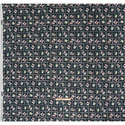 Crinkled Cotton Gauzy Woven - Pink, Yellow and Navy Fruit and Flowers in Frames - Mood Exclusive Summer Medley Print - Full