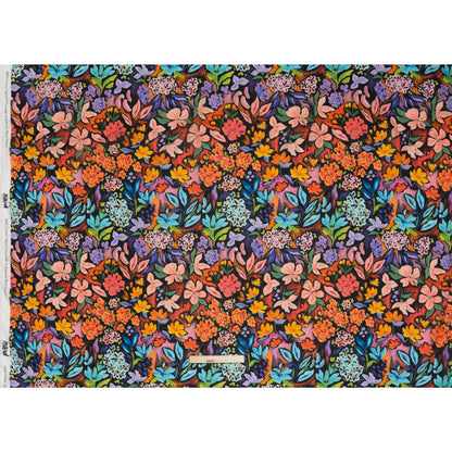 Crinkled Cotton Gauzy Woven - Orange, Green and Purple Painterly Floral - Mood Exclusive Picture Book Petals Print