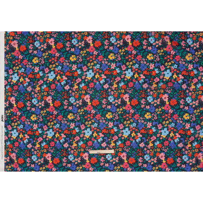 Crinkled Cotton Gauzy Woven - Blue, Red and Yellow Floral - Mood Exclusive Storybook Garden Print