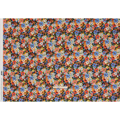 Crinkled Cotton Gauzy Woven - Red, Blue and Orange Bright Flowers - Mood Exclusive Petal Parade Print