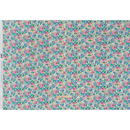 Crinkled Cotton Gauzy Woven - White, Pink and Blue Florals - Mood Exclusive Secret Garden Print
