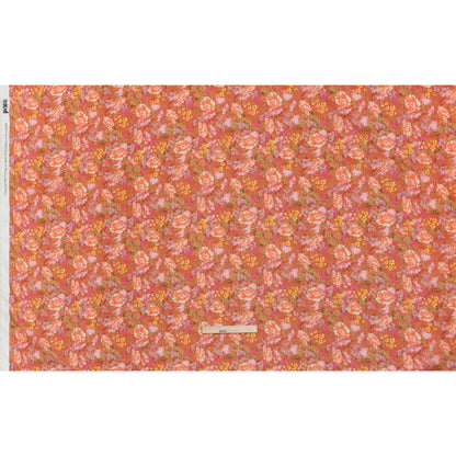 Crinkled Cotton Gauzy Woven - Coral Rose, Pink and Lavender Floral - Mood Exclusive Romantic Reverie Print