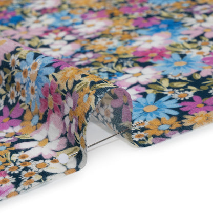 Crinkled Cotton Gauzy Woven - Blue, Light Purple and Golden Yellow Floral - Mood Exclusive Dandy Daisy Print