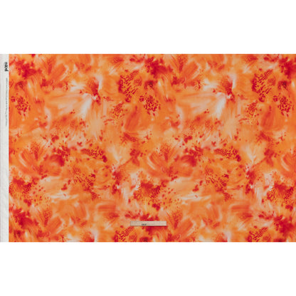 Crinkled Cotton Gauzy Woven - Bright Orange and Red Splashes and Spots - Mood Exclusive Solar Flare Print