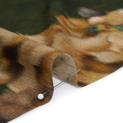 Crinkled Cotton Gauzy Woven - Olive Green, Tan and Gray Hazy Ikat Flowers - Mood Exclusive Blurred Blooms Print Detail
